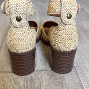 Zodiac IDA Woven‎ Raffia Block Heel Sandals Beige Ankle Strap SZ 8 thumbnail 6