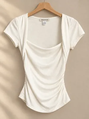 White cowl neck top thumbnail 1
