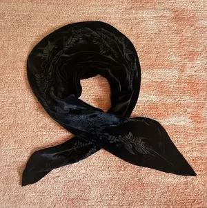 Black Vintage Velvet Burnout Scarf Sheer Floral Shawl thumbnail 1