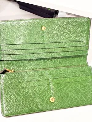 Tory Burch Blue Pebbled Leather Robinson Wallet Snap Button thumbnail 2