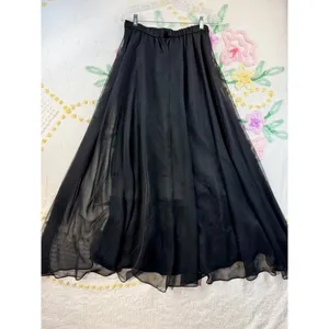 Vintage After Dark Black Sheer Overlay Maxi Skirt Size 9-10 Formal Evening Goth‎ thumbnail 2