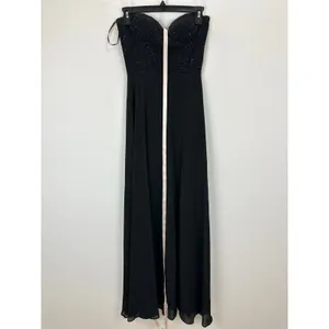 Lulus Remember This Moment Black Rhinestone Strapless Maxi Dress Formal XS NWT thumbnail 5