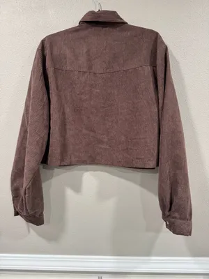 Princess Polly Cropped Corduroy Button-Front Shirt Jacket - Brown thumbnail 4