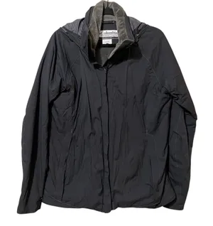 Columbia Black Fleece Lined Omni Tech Hooded Jacket Coat Womens L Fall Warm thumbnail 1