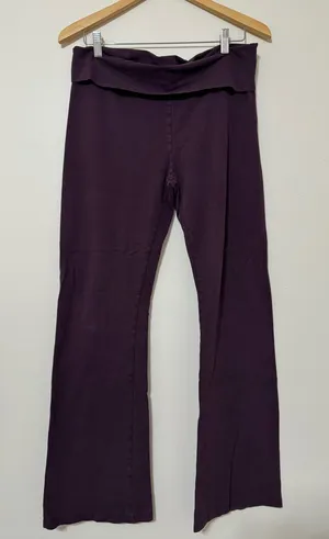 Y2K Aerie Cotton Deep Plum Fold-Over Waist Boot Cut Yoga Pants thumbnail 1