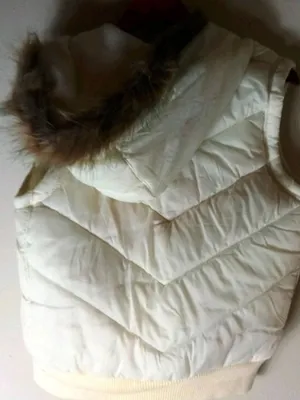 Bongo Outdoor M Puffer Hoodie Fur Trim Gorpcore Vest in Ivory Brown thumbnail 2
