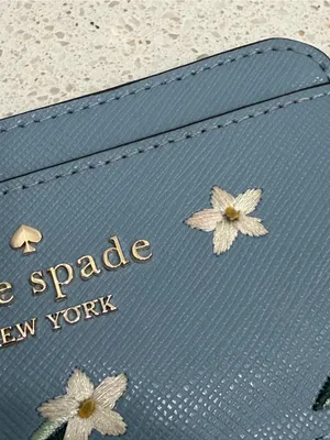 Kate Spade MADISON FLORAL EMBROIDERED Corner Zip Card Wallet KC541 - EUC thumbnail 3