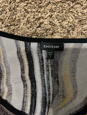 bebe Swirl Metallic Sheer Mini Dress - Black, White, Gold thumbnail 2