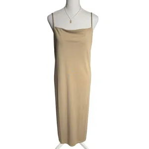 H&M Cream Beige Midi Slip Dress L NWT 90s Minimalist Clean Girl thumbnail 2