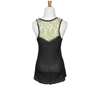 Miss Me Gray Open Front Lace Embellished Cardigan Duster Sweater and Tank Sz Med thumbnail 3