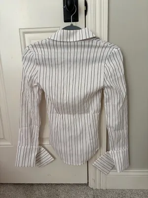 Princess Polly White Striped Button-Up Shirt thumbnail 3