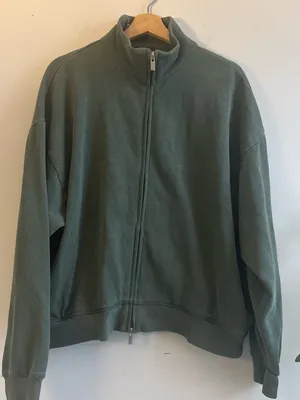 PINK Victoria's Secret Olive Green Full-Zip Mock Neck Sweatshirt thumbnail 1