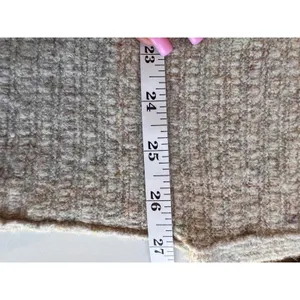 Free People‎ Mock Neck Zip Front Tassel Detail Oversized Knit Sweater Beige XS thumbnail 3