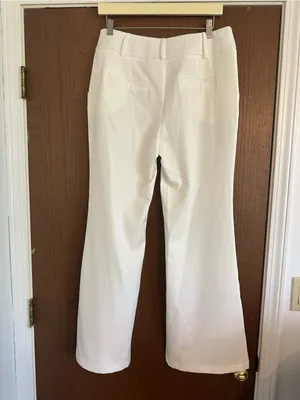 White Women's Dress Pants with Button Waist Detail thumbnail 3