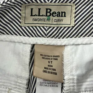 L.L. Bean Favorite Fit Curvy Striped Cotton Straight Leg Pants Hemmed 6T thumbnail 4