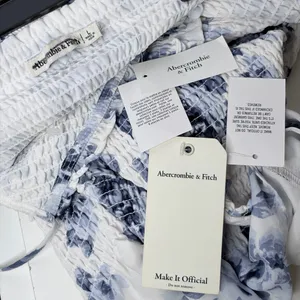 Abercrombie & Fitch Blue & White Smocked Floral Mini Dress thumbnail 7