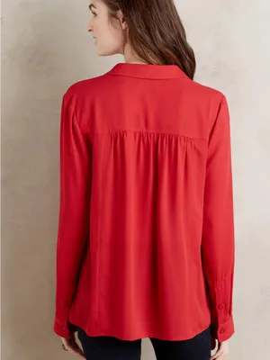 Maeve Anthropologie De Stijl Popover Blouse 10 Red Excellent Chevron V-Neck thumbnail 2