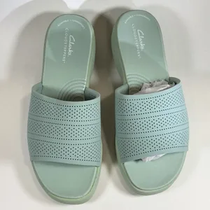 Clarks Size-9W Cloudsteppers Washable Slide Drift Twist Sandals‎ Mint thumbnail 2