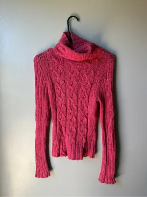 American Eagle Cable Knit Turtleneck Sweater Women’s Small Pink thumbnail 2