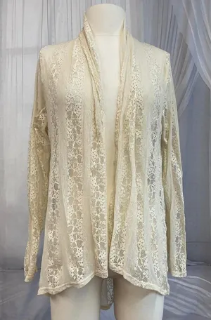Decorated Originals Cream Lace Cardigan Long Sleeve Boho Fairycore thumbnail 1
