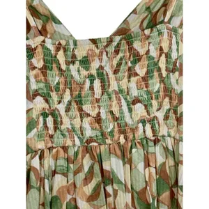 Abercrombie & Fitch White Cream Green Tan Brown Sleeveless Maxi Dress Womens S thumbnail 9