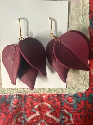 Handcrafted Bougainvillea Petal Drop Earrings - Women Jewelry thumbnail 4