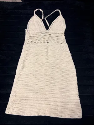 emory park Cream Crochet Halter Dress thumbnail 1