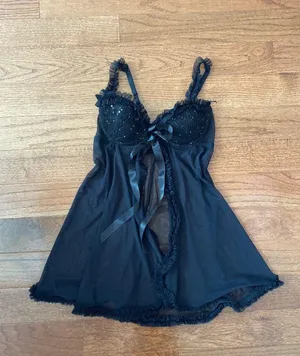 Victoria's Secret Sexy little things Sheer front tie baby doll Chemise Black thumbnail 9