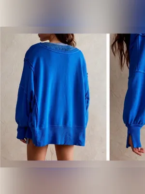 NWOT Free People We The Free Camden Sweatshirt - Lake Victoria - Large thumbnail 5