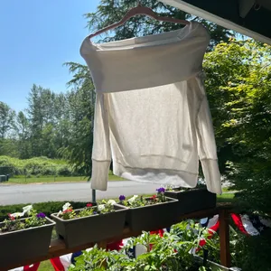 Aeropostale White Off the Shoulder or Cowl Neck Sweater thumbnail 2