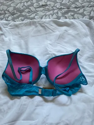 PINK Victoria's Secret Teal Lace Leopard Push-Up Bra thumbnail 3