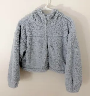 Urban Outfitters BDG light blue cropped faux fur jacket S thumbnail 1
