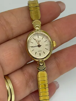 Vintage Timex Gold Tone Oval Quartz Watch Stretch Bracelet CR1216 Philippines 6” thumbnail 2