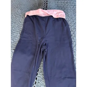 Navy Blue Pink Fold Over Waistband Flare Yoga Pants Small Style 84809J thumbnail 8
