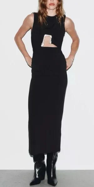 Zara black cutout sparkly‎ midi dress thumbnail 1
