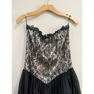 Vintage‎ Gunne Sax Jessica McClintock Black Sequin Corset Midi Dress Strapless thumbnail 3