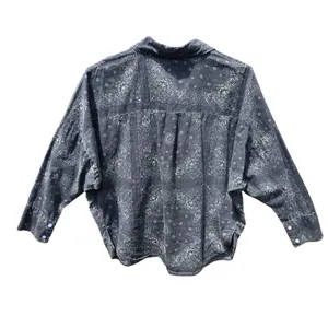 POL Clothing Paisley Bandana‎ Button Down Shirt Charcoal Grey Oversized FWT57 S thumbnail 4