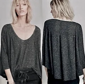 Free People We the Free NWOT Tambourine Scoop Neck Marled Gray Tee Shirt, XS thumbnail 2