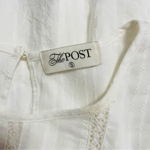 The Post White Ruffle Lace Trim Mini Dress Women’s Small Cotton Rayon thumbnail 9