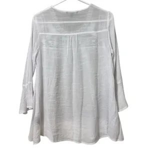 Zac & Rachel Floral Embroidered Tunic Top White‎ Lightweight Flowing Size Small thumbnail 2