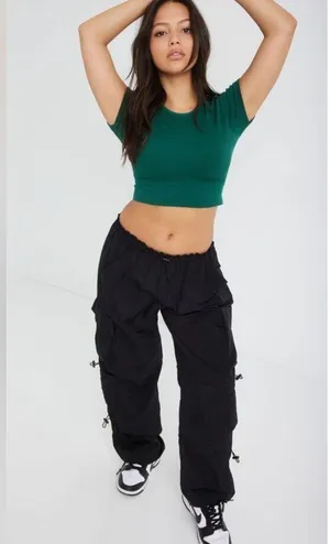Like New The Chloe Nylon parachute pants by Garage size small in black, sold out thumbnail 3