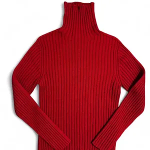 Mens Paris Turtleneck Sweater Made Red 100% Merino Wool Size Small thumbnail 1