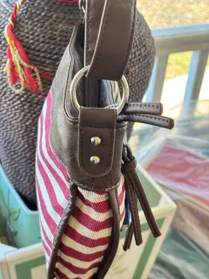 Minicci Americana Stars & Stripes Canvas Crossbody Bag - Brown & Red/White/Blue thumbnail 10