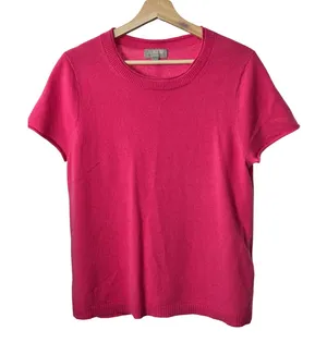 J.Crew Cashmere Sweater Pink Short Sleeve Crew Neck thumbnail 1
