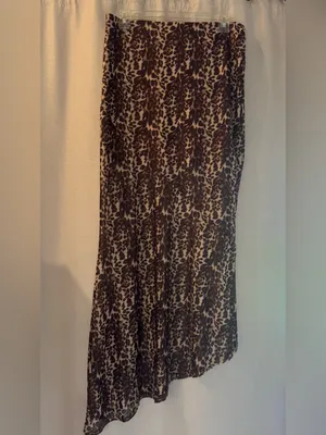 HYFVE Leopard Print Mesh Asymmetrical Maxi Skirt Size M Sheer Overlay Y2K thumbnail 2
