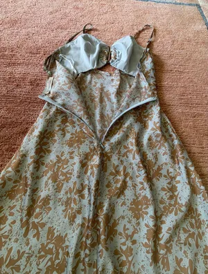 Here Comes The Sun Floral Satin Cutout Midi Dress US 2 AU 8 thumbnail 11