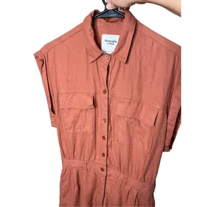 Abercrombie & Fitch Rust Linen Blend‎ Utility Romper Size XS thumbnail 2