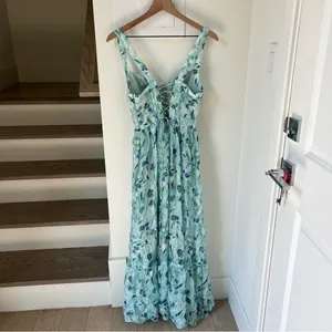 ASTR The Label Kelby Maxi Dress in Green Blue Floral - Small thumbnail 5
