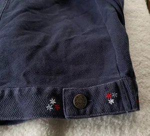 Denim & Co Navy Blue Jean Jacket Embroidered Flowers Red White Blue Patriotic 1X thumbnail 7