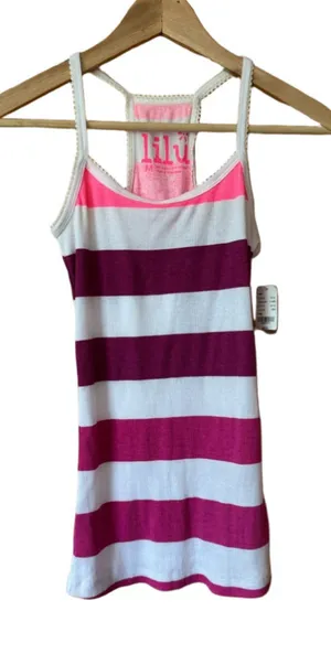 Vintage Y2K Lilu Pink & White Stripe Tank size medium thumbnail 1